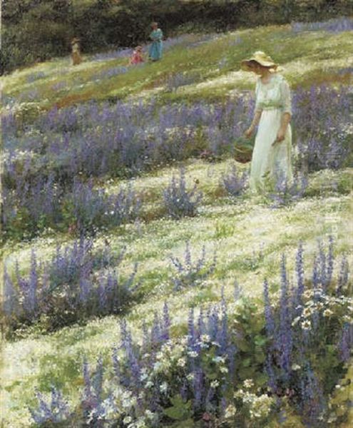 Ladies On A Hill Oil Painting by Charles Courtney Curran