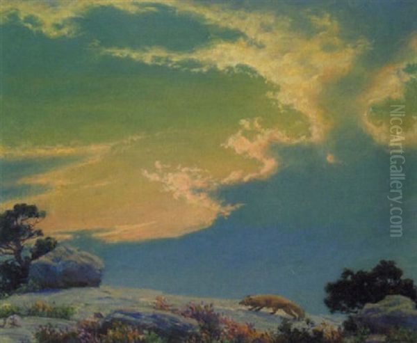 The Cliff - Sunset Oil Painting by Charles Courtney Curran