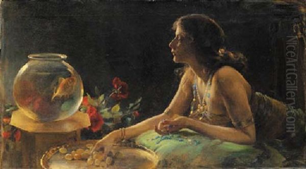 The Goldfish Oil Painting by Charles Courtney Curran