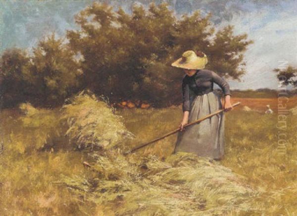 Haytime Oil Painting by Charles Courtney Curran