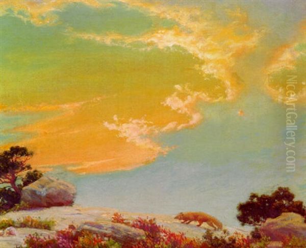 The Cliff - Sunset Oil Painting by Charles Courtney Curran