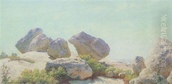 Boulders On Bear Cliff Oil Painting by Charles Courtney Curran