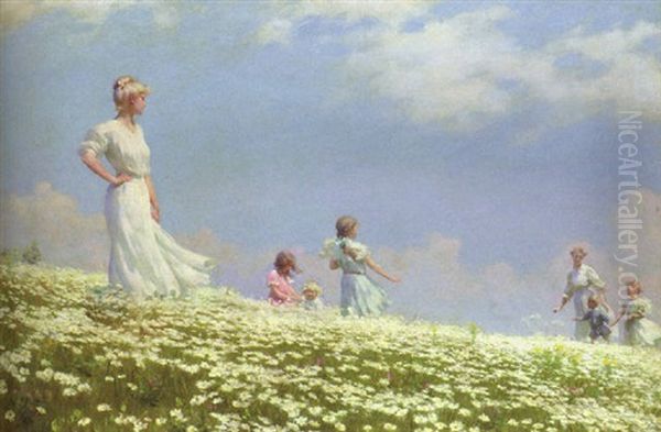 Summer Oil Painting by Charles Courtney Curran