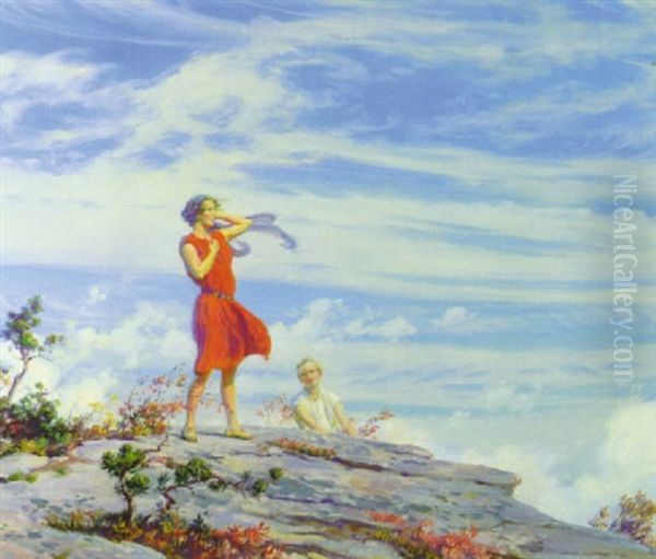 Wind Driven Clouds Oil Painting by Charles Courtney Curran