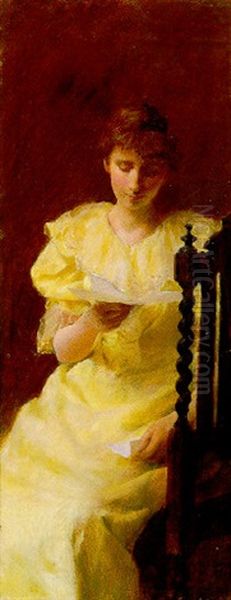 Lady In Yellow Oil Painting by Charles Courtney Curran