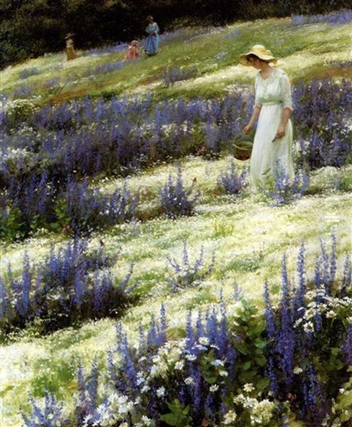 Ladies On A Hill Oil Painting by Charles Courtney Curran