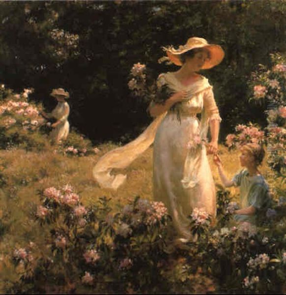 Among The Laurel Blossoms Oil Painting by Charles Courtney Curran