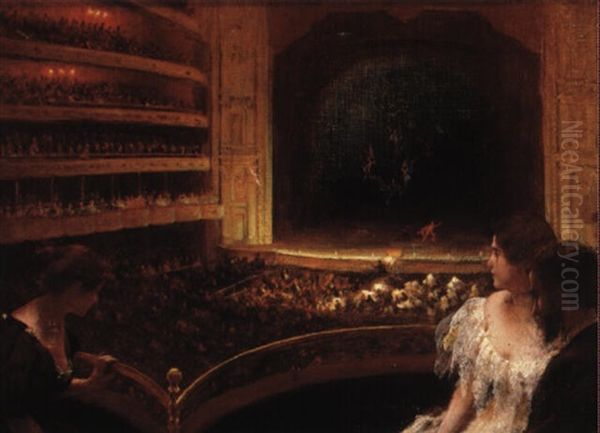 At The Theatre Oil Painting by Charles Courtney Curran