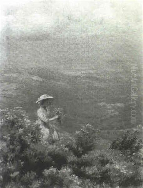 Blue Hills And Golden Rod Oil Painting by Charles Courtney Curran