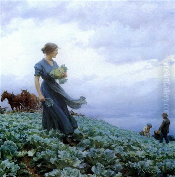 The Cabbage Field Oil Painting by Charles Courtney Curran