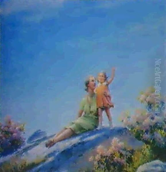 A Happy Moment Oil Painting by Charles Courtney Curran