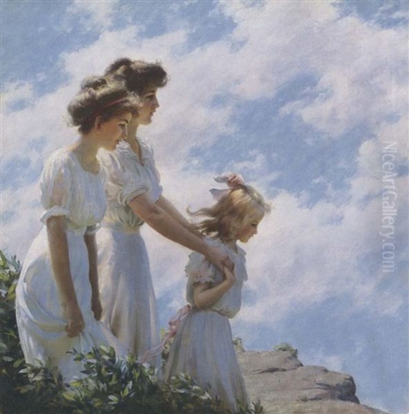 On The Cliff Oil Painting by Charles Courtney Curran