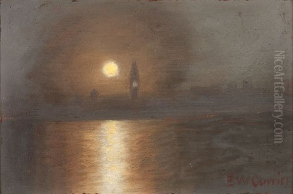 Ferry Building In The Moonlight, San Francisco Oil Painting by Edward Wilson Currier