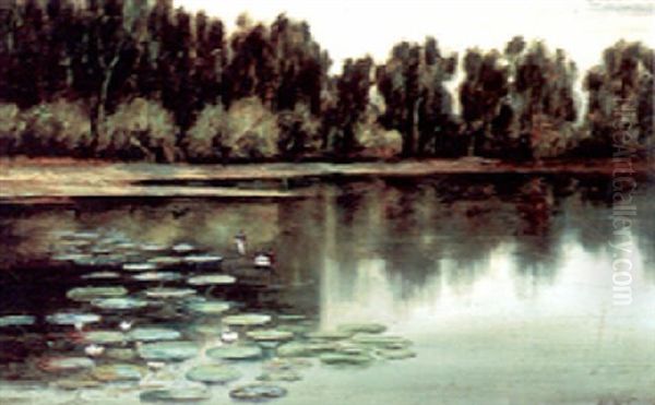 Lake With Ducks Oil Painting by Edward Wilson Currier