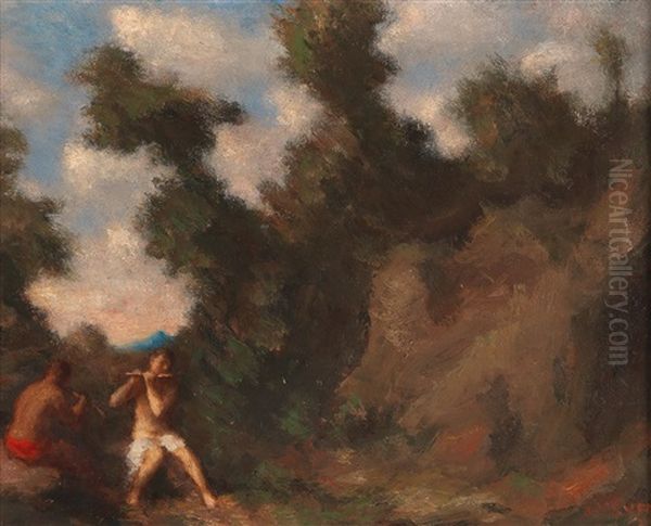 Two Fauns Oil Painting by Adolf Curry