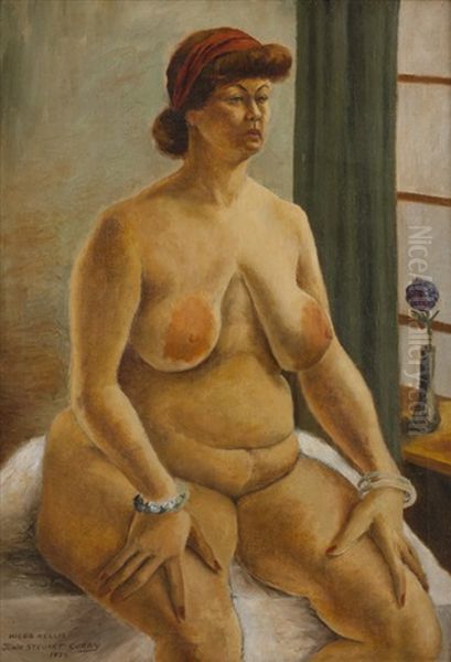 Hilda Nellis, Seated Nude Woman Oil Painting by John Steuart Curry