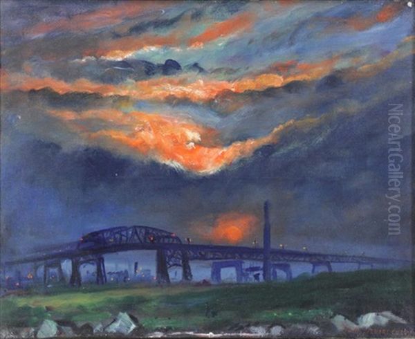 Kosciuszko Bridge Oil Painting by John Steuart Curry