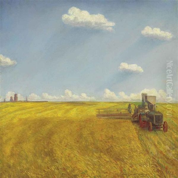 Threshing Oil Painting by John Steuart Curry