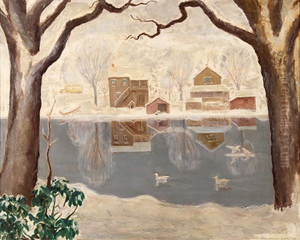 The First Snow Oil Painting by John Steuart Curry