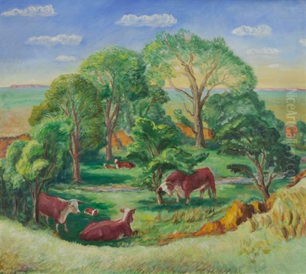 Kansas Pasture Oil Painting by John Steuart Curry