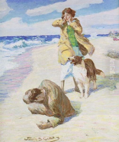 On The Beach Oil Painting by John Steuart Curry