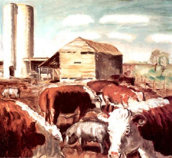 The Curry Farm, Dunavent, Kansas Oil Painting by John Steuart Curry