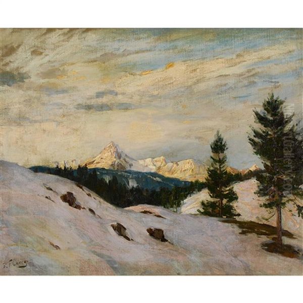 Winterabend In Den Alpen Oil Painting by Robert Franz Curry