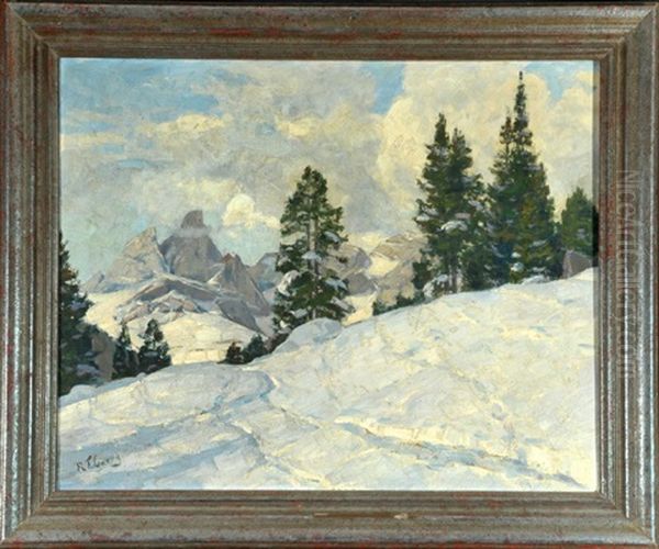 Oberallgauer Berglandschaft Im Winter Oil Painting by Robert Franz Curry