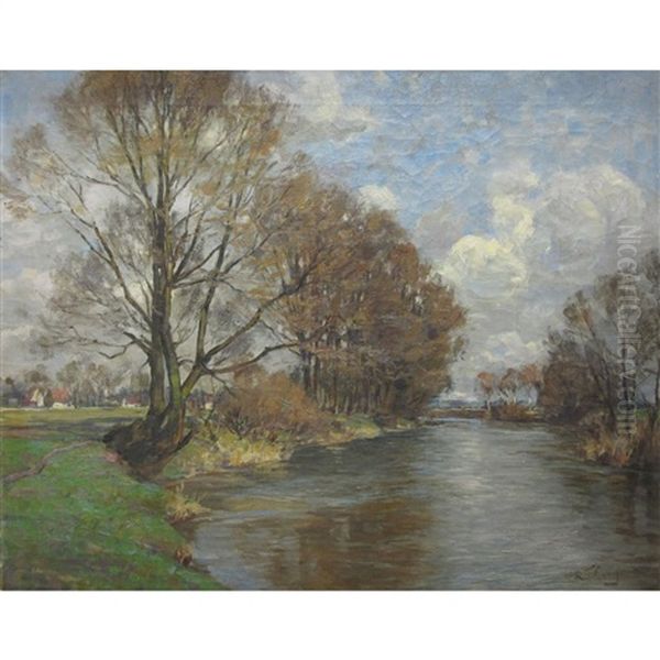 Riverbend, Autumn Oil Painting by Robert Franz Curry