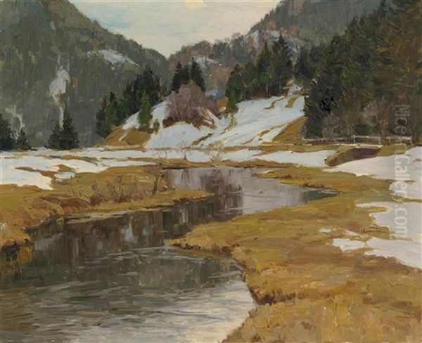 Gegenstucke: Winterlandschaften In Den Bergen Oil Painting by Robert Franz Curry