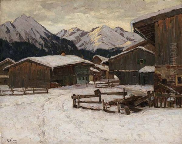 Winterlandschaft Mit Hausern Oil Painting by Robert Franz Curry