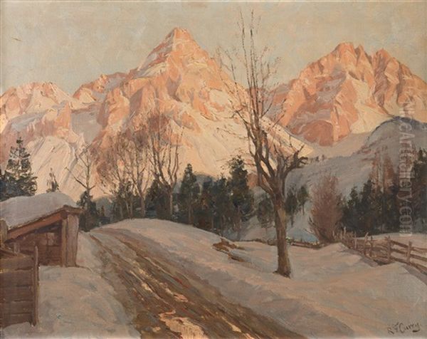 Verschneite Alpenlandschaft Oil Painting by Robert Franz Curry