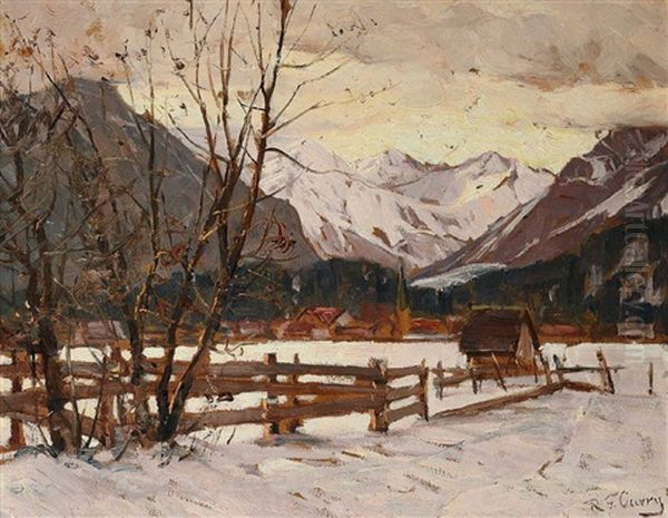 Winterlandschaft Im Abendlicht Oil Painting by Robert Franz Curry