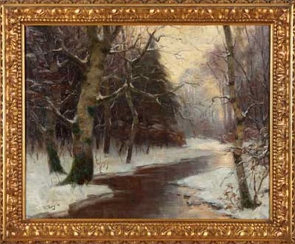 Nachmittag Im Winterwald Oil Painting by Robert Franz Curry