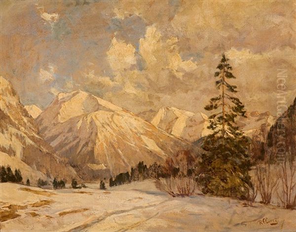 Evening In The Alps Oil Painting by Robert Franz Curry