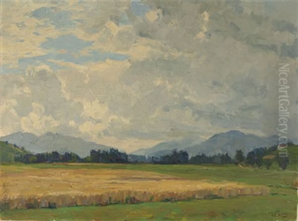 Sommerlandschaft Mit Blick Auf Die Alpen Oil Painting by Robert Franz Curry