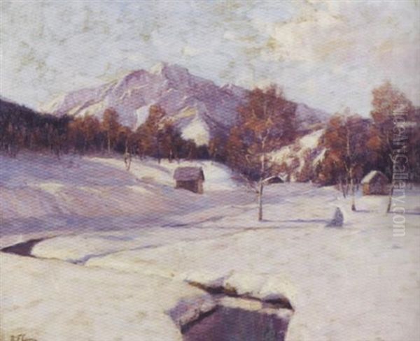 Winter Landscape Oil Painting by Robert Franz Curry