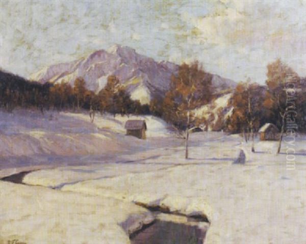 Winter Landscape Oil Painting by Robert Franz Curry