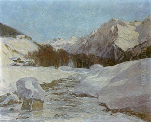 Gebirgstal Im Winter Oil Painting by Robert Franz Curry