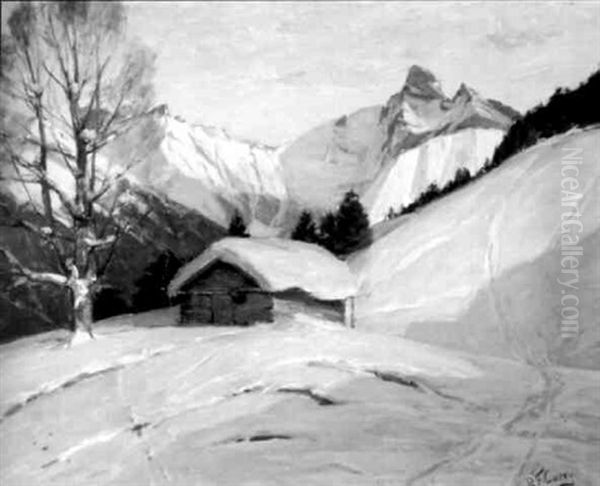 Sonniger Wintertag In Den Alpen Oil Painting by Robert Franz Curry