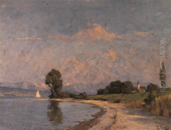 Bucht Am Ammersee Oil Painting by Robert Franz Curry