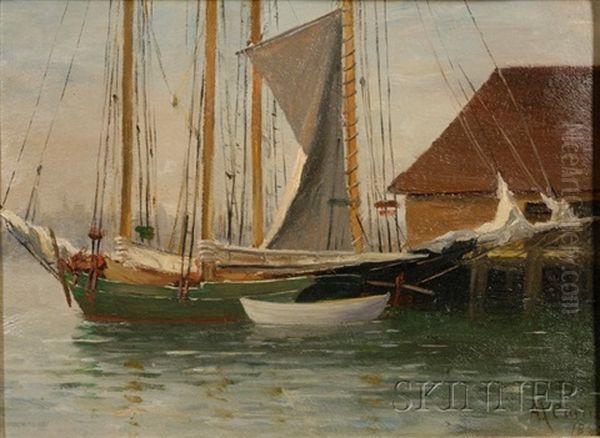 Schooners At A Pier Oil Painting by Alice Marian Curtis