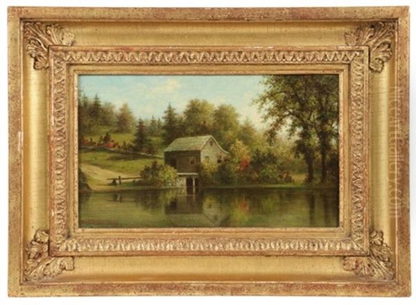 House On A Lake Oil Painting by Calvin Curtis