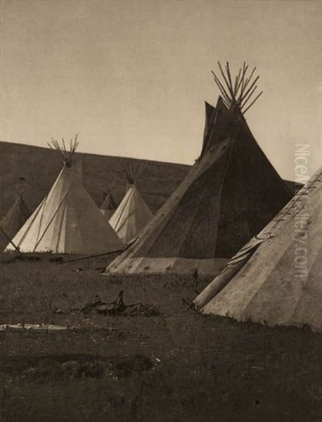 Atsina Camp (+ 5 Others, Smllr; 6 Works From The North American Indian Series) Oil Painting by Edward S. Curtis