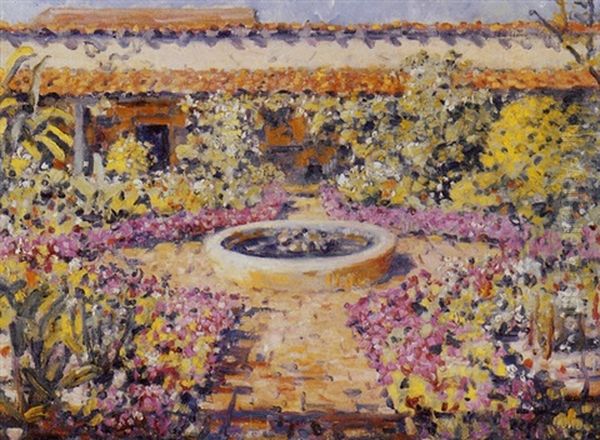 Adobe Garden Oil Painting by Elizabeth (O'Sullivan) Curtis