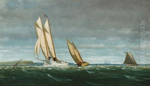 Sailing Off The Coast Oil Painting by George Curtis