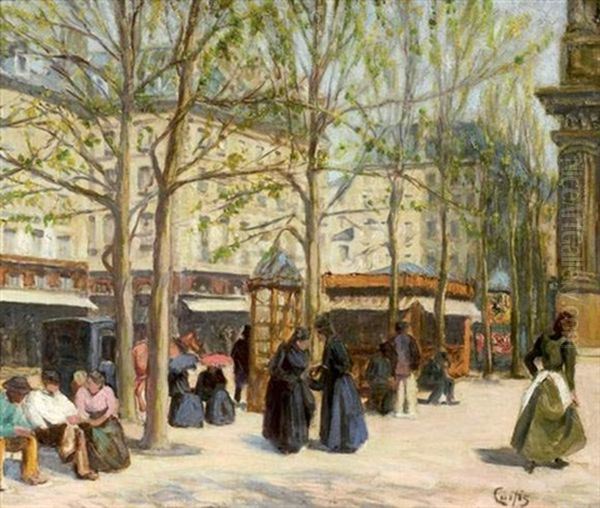 Place Saint-michel Oil Painting by George Curtis