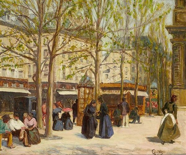 Place Saint Michel Oil Painting by George Vaughan Curtis