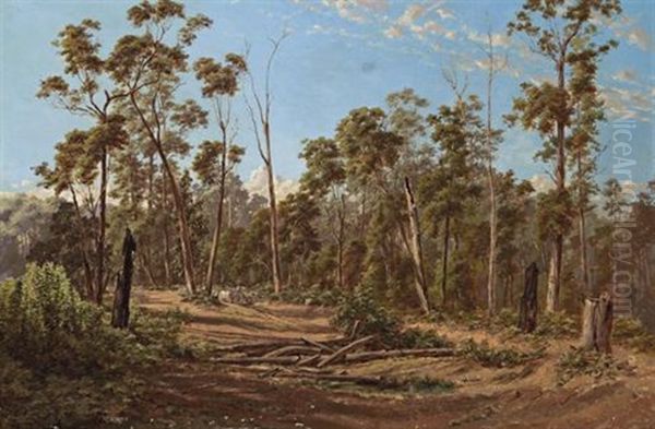 Mountain Track With Bullock Dray Oil Painting by James Waltham Curtis