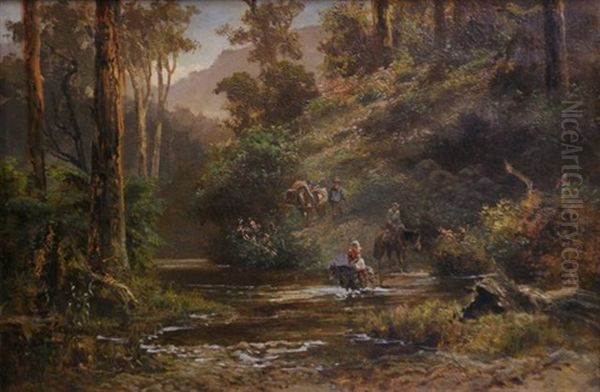 Crossing Place On The Upper Goulbourne Oil Painting by James Waltham Curtis